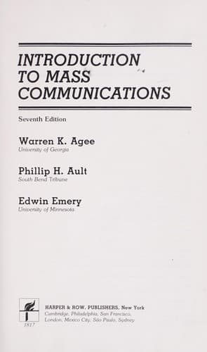 Tapa de Introduction to mass communications