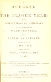 Tapa de A journal of the Plague Year, or, Memorials of the great pestilence in London, in 1665