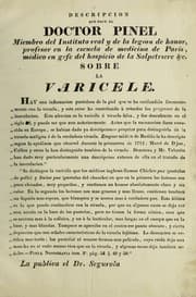 Tapa de Descripcion que hace el doctor Pinel sobre la varicele