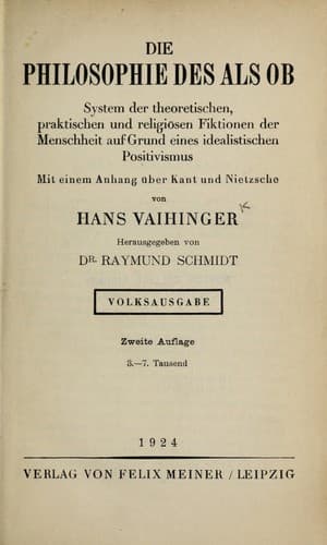 Tapa de Die Philosophie des Als Ob