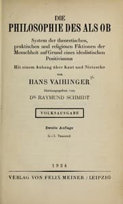 Tapa de Die Philosophie des Als Ob