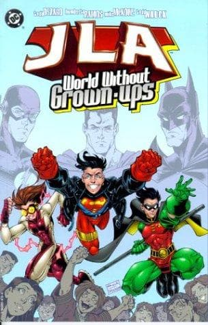 Tapa de JLA, world without grown-ups