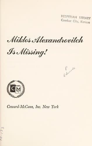 Tapa de Miklos Alexandrovitch is missing