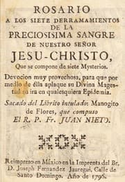 Tapa de Rosario a los siete derramamientos de la preciosisima sangre de Nuestro Se©łor Jesu-Cristo