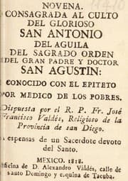 Tapa de Novena consagrada al culto del glorioso San Antonio del Aguila ...