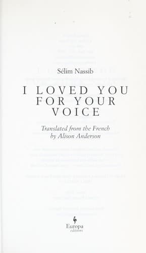 Tapa de I loved you for your voice