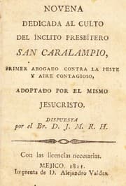Tapa de Novena dedicada al culto del ©Ưnclito presb©Ưtero San Caralampio