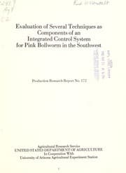 Tapa de Evaluation of several techniques as components of an integrated control system for pink bollworm in Southwest