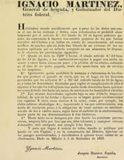 Tapa de Ignacio Martinez, General de brigada, y Gobernador del Distrito federal
