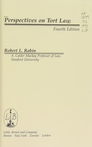 Tapa de Perspectives on tort law