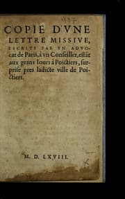 Tapa de Copie d'vne lettre missive