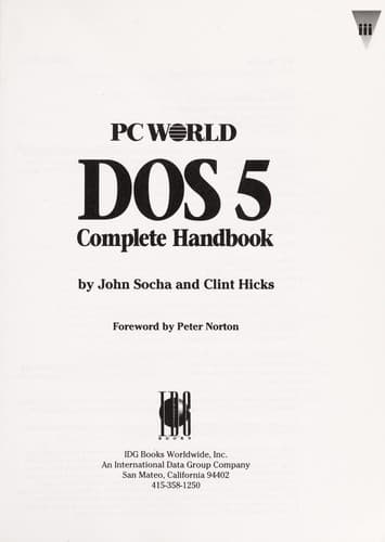 Tapa de PC world DOS 5 complete handbook