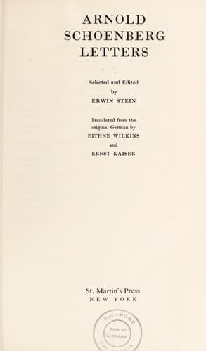 Tapa de Arnold Schoenberg letters