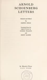 Tapa de Arnold Schoenberg letters