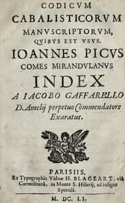 Tapa de Codicum cabalisticorum manuscriptorum, quibus est vsus Ioannes Picus comes Mirandulanus, index