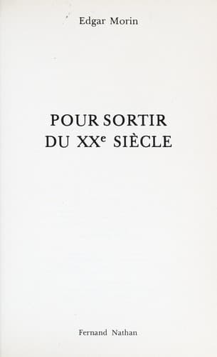 Tapa de Pour sortir du XXe siècle