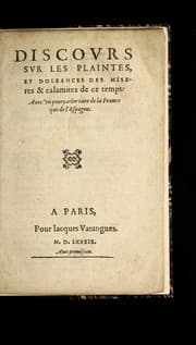 Tapa de Discovrs veritable de la deffaicte obtenue  sur les trouppes des politiques & heretiques du pays & Duche  de Berry, ce present mois d'Aoust