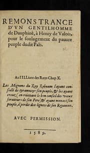 Tapa de Remonstrance d'vn gentilhomme de Dauphine