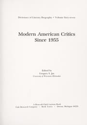Tapa de Modern American critics since 1955