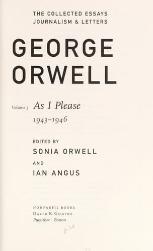 Tapa de The Collected Essays, Journalism and Letters of George Orwell