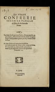 Tapa de La vraye confrerie selon la parole de Dieu & des Saincts Peres ...