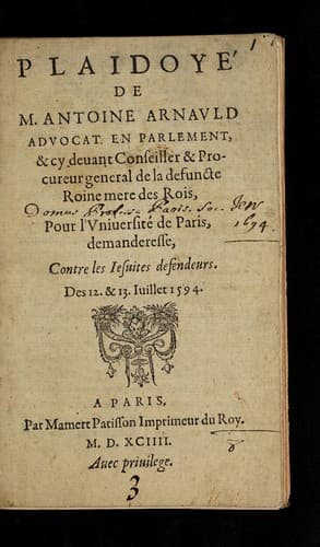 Tapa de Plaidoyé de m. Antoine Arnauld