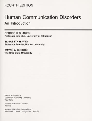 Tapa de Human communication disorders