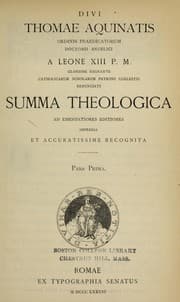 Tapa de Divi Thomae Aquinatis Ordinis Praedicatorum Doctoris Angelici a Leone XIII P.M. gloriose regnante Catholicarum scholarum patroni coelestis renunciati Summa theologica