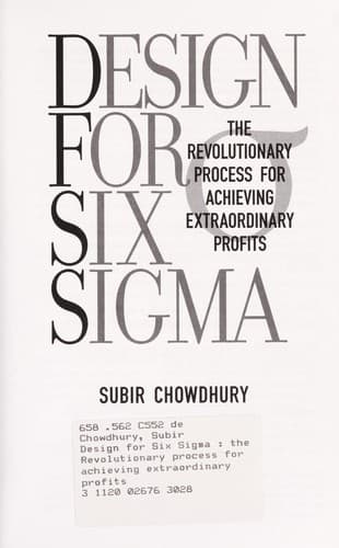 Tapa de Design for Six Sigma