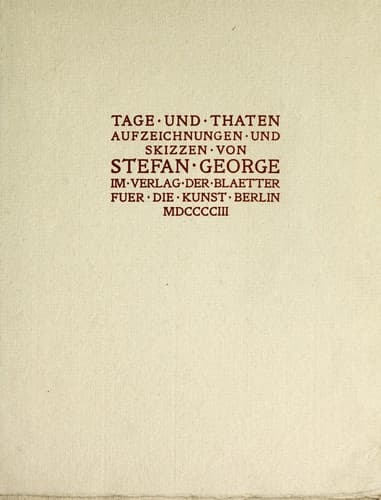 Tapa de Tage und Thaten