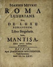 Tapa de Ioannis MeursI Roma luxurians, sive, De luxu Romanorum liber singularis