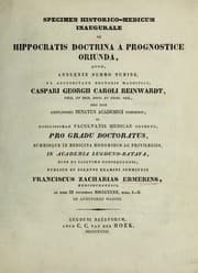 Tapa de Specimen historico-medicum inaugurale de Hippocratis doctrina a prognostice oriunda ...