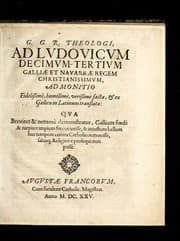 Tapa de G.G.R. Theologi ad Ludovicum decimumtertium ... Admonitio fidelissime, humillime, verissime facta, et ex Gallico in Latinum translata
