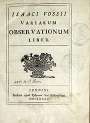 Tapa de Isaaci Vossii Variarum observationum liber