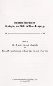 Tapa de Balanced instruction : strategies and skills in whole language