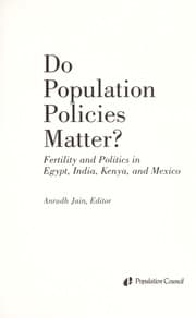 Tapa de Do population policies matter? : fertility and politics in Egypt, India, Kenya, and Mexico