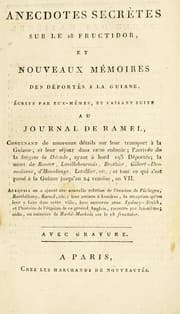 Tapa de Anecdotes secrètes sur le 18 fructidor, et nouveaux mémoires des déportés a la Guiane