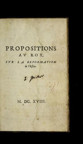 Tapa de Propositions au roy