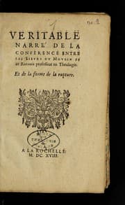 Tapa de Veritable narre  de la conference entre les Sieurs du Moulin et de Raconis, professeur en theologie