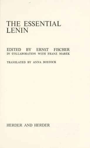 Tapa de The essential Lenin