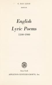 Tapa de English lyric poems, 1500-1900