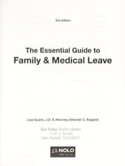 Tapa de The essential guide to family & medical leave