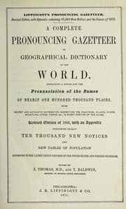 Tapa de Lippincott's pronouncing gazetteer