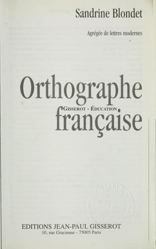 Tapa de Orthographie franc ʹaise