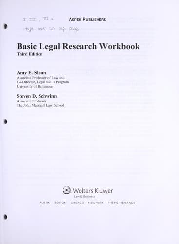 Tapa de Basic legal research workbook