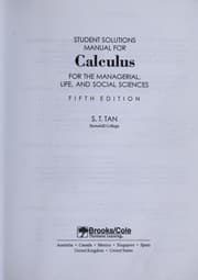 Tapa de Student solutions manual for Calculus for the managerial, life, and social sciences, fifth edition