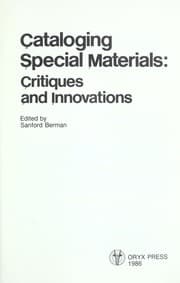 Tapa de Cataloging Special Materials