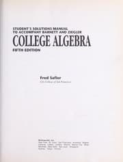 Tapa de Student's solutions manual to accompany Barnett and Ziegler College algebra, 5th ed