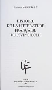 Tapa de Histoire de la littérature française du XVIIe siècle