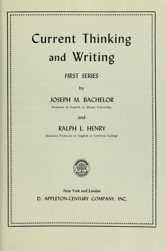 Tapa de Current thinking and writing